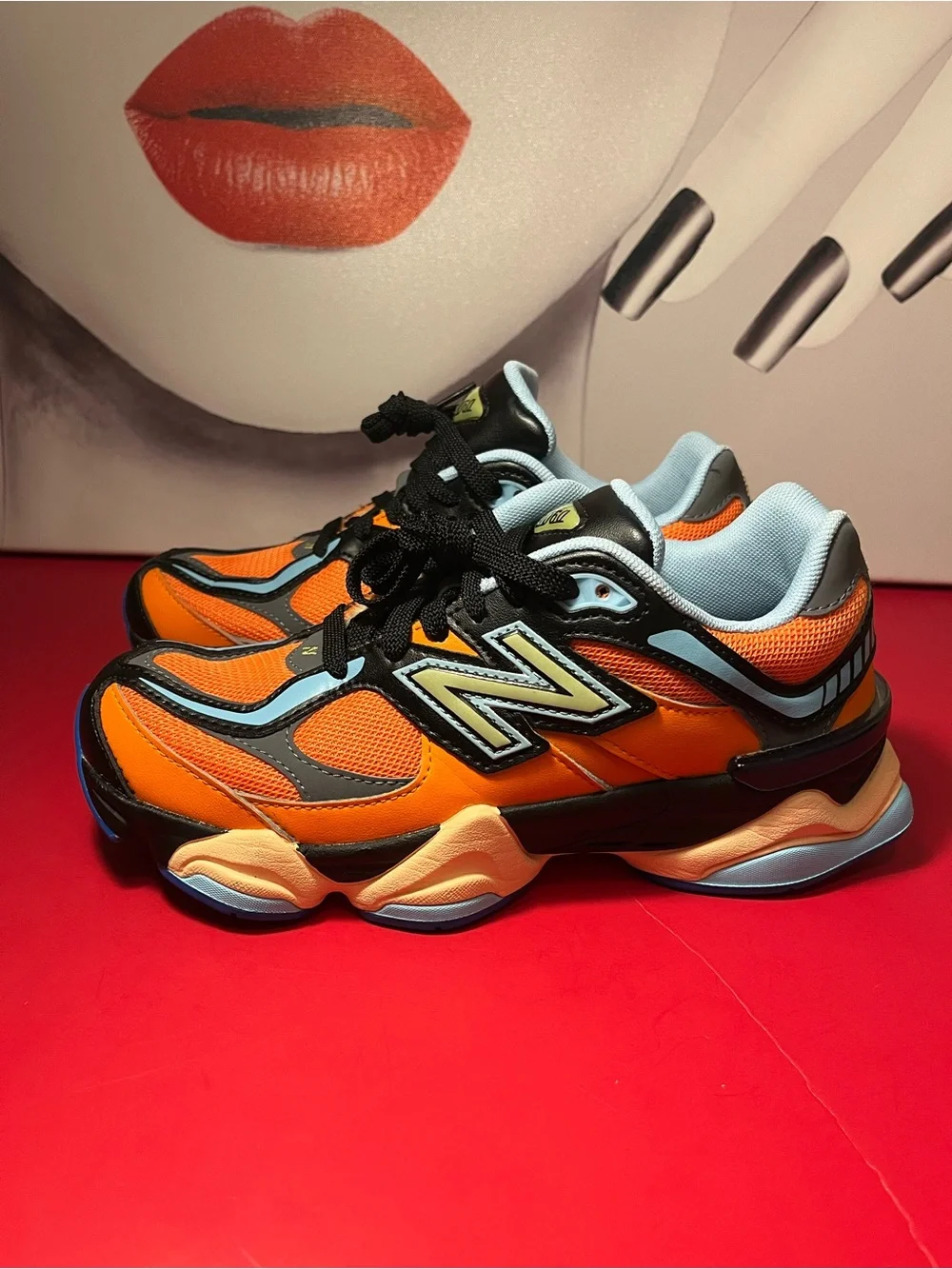 New Balance Kids Orange, Black & Light Blue Sneakers